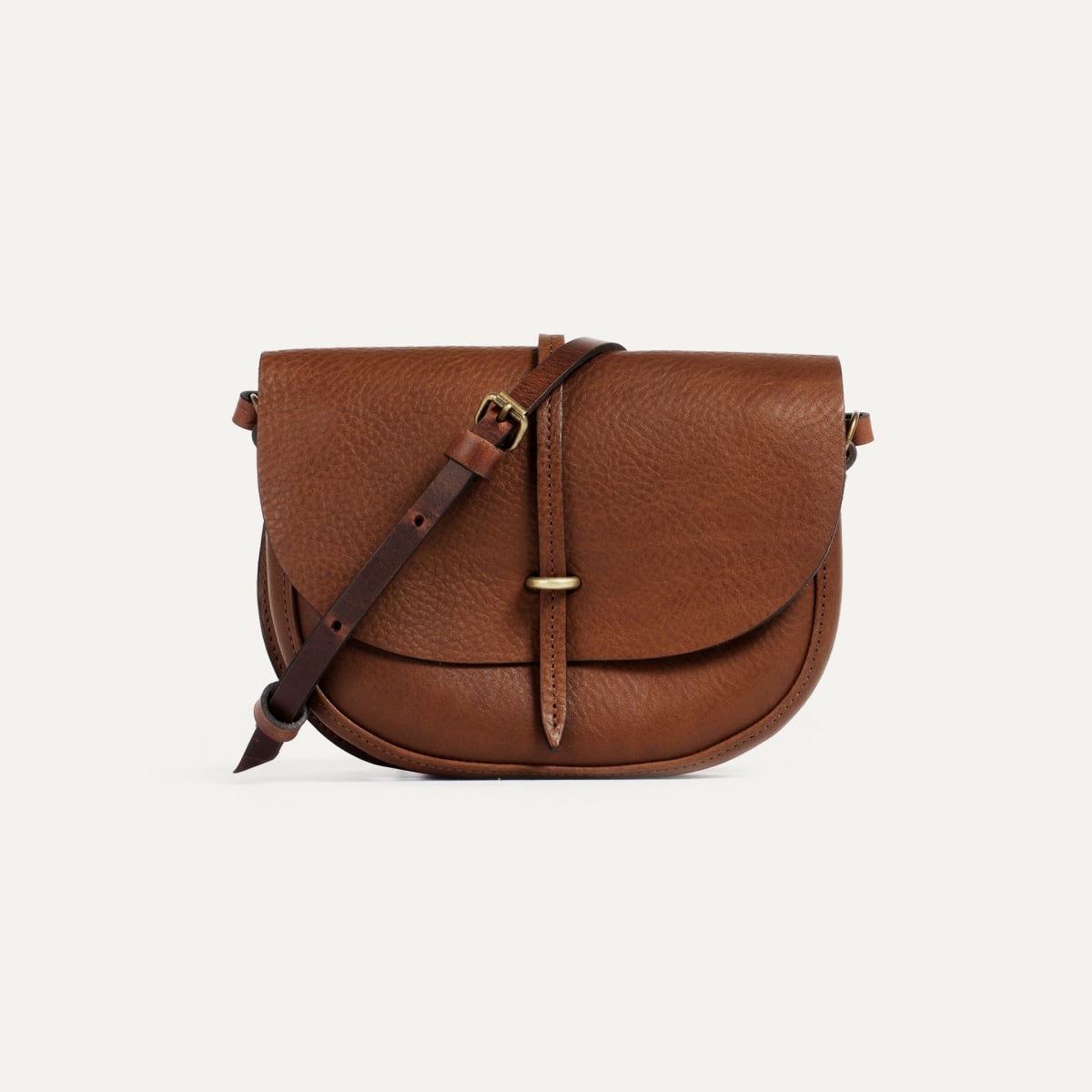 Mini sac postier Java - Brun ambré (image n°1)