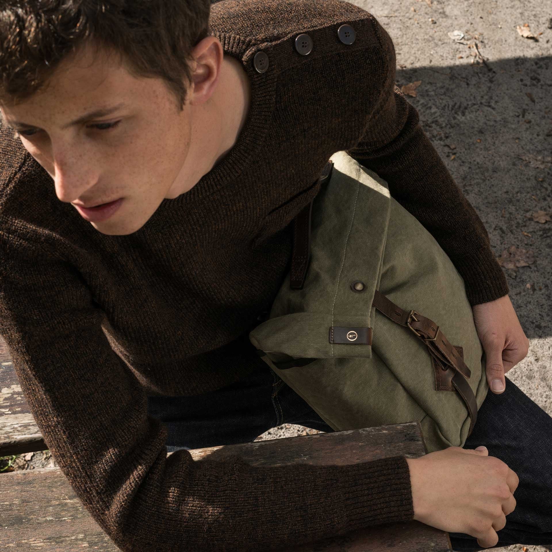 Gaston Musette Satchel Bag - Dark Khaki stonewashed (image n°6)
