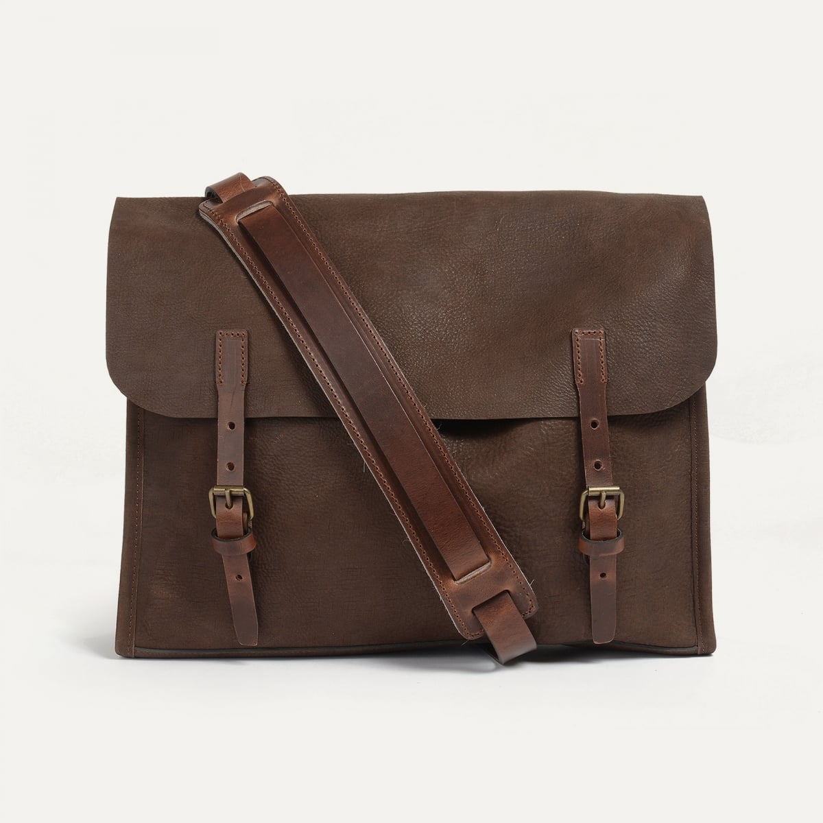 'Telegram' Postman bag  - Coffee / Waxed Leather (image n°1)