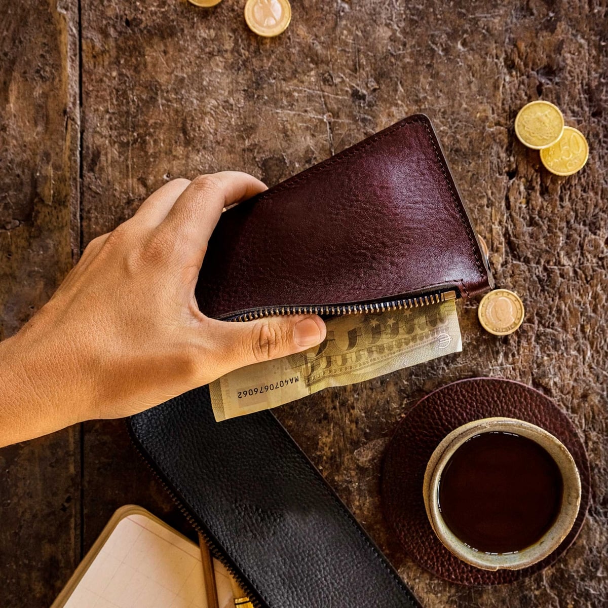 Pognon zippered purse  / L - Hazelnut Brown (image n°4)