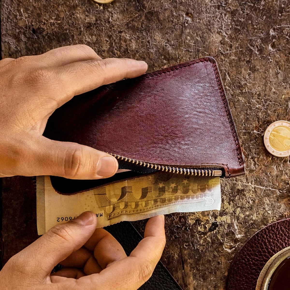 Pognon zippered purse  / L - Hazelnut Brown (image n°5)
