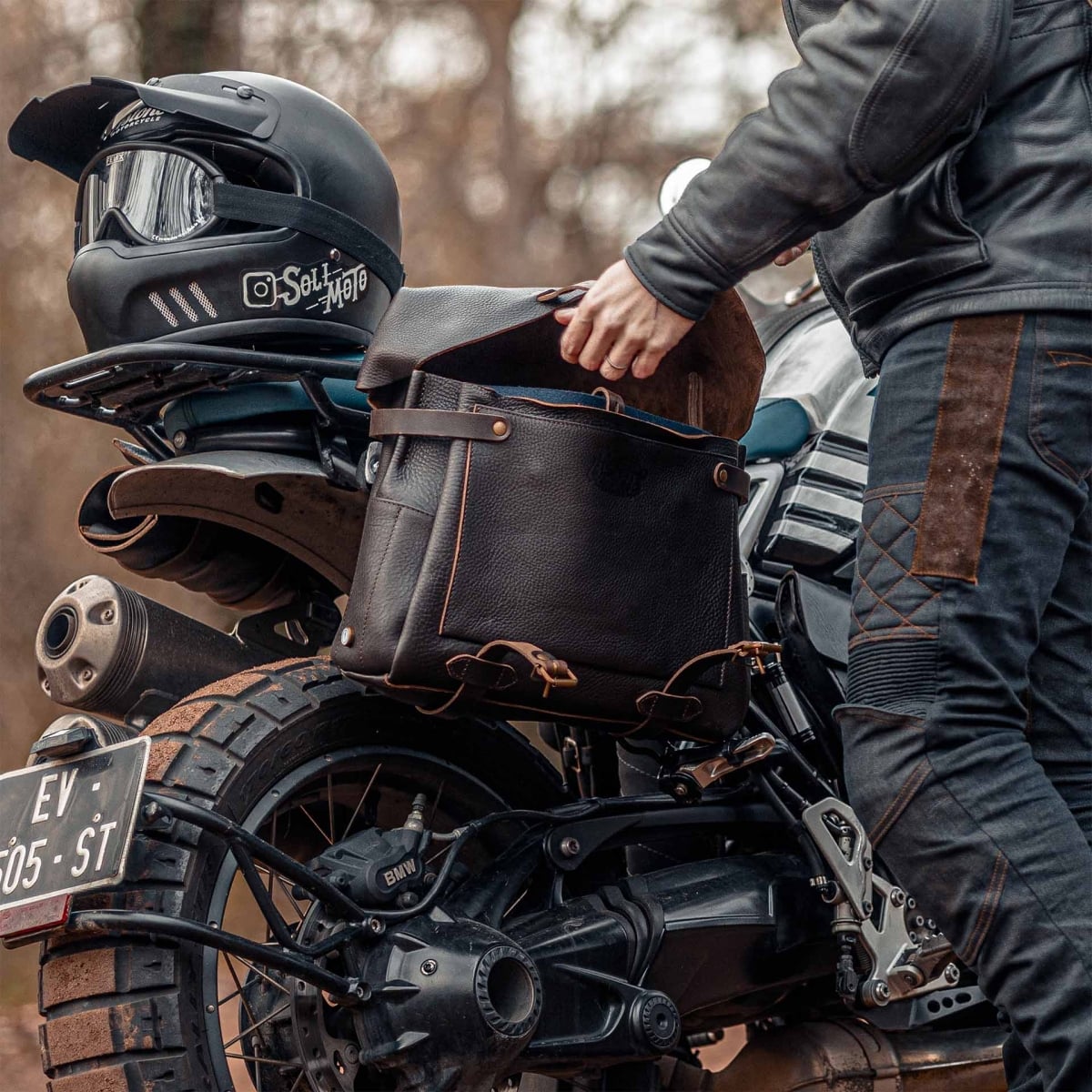 Eclair Heroes - Motorradtasche aus Leder Dunkelbraun (image n°9)