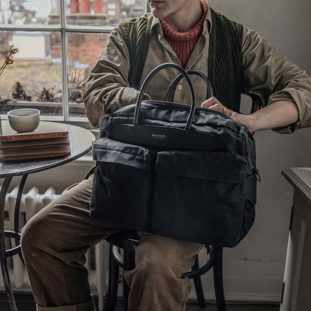 Bolso de negocios Hélios - Negro encerado (imagen n.º 5)