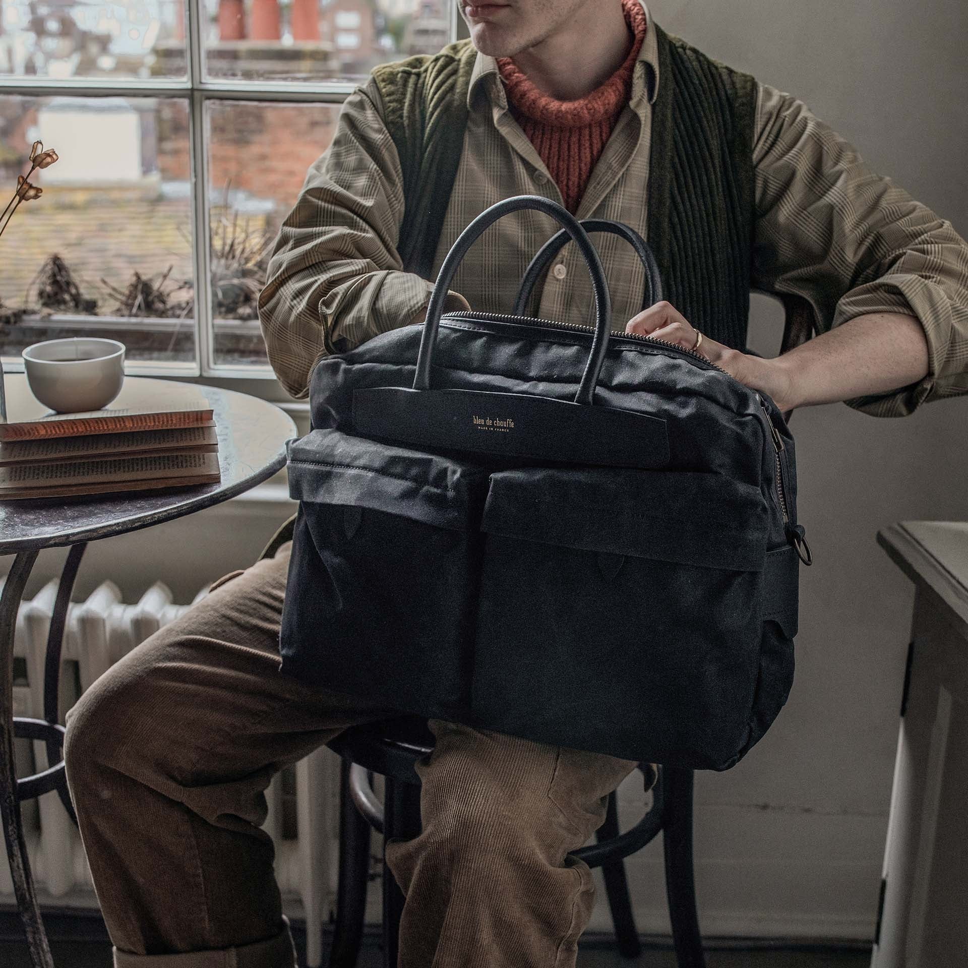 Bolso de negocios Hélios - Negro encerado (imagen n.º 5)