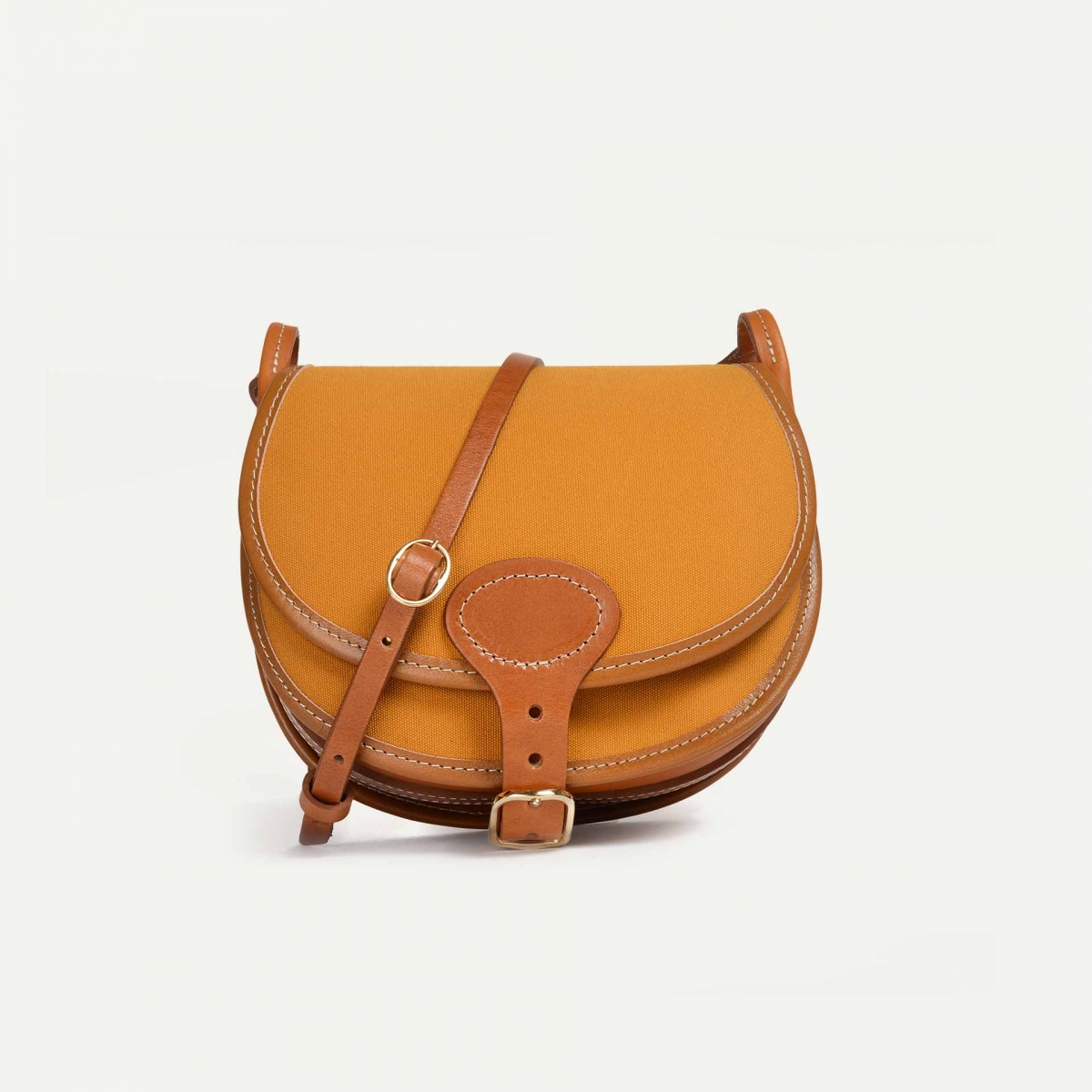 Jagdtasche Diane M - Gelber Ocker / Canvas und Leder (image n°1)