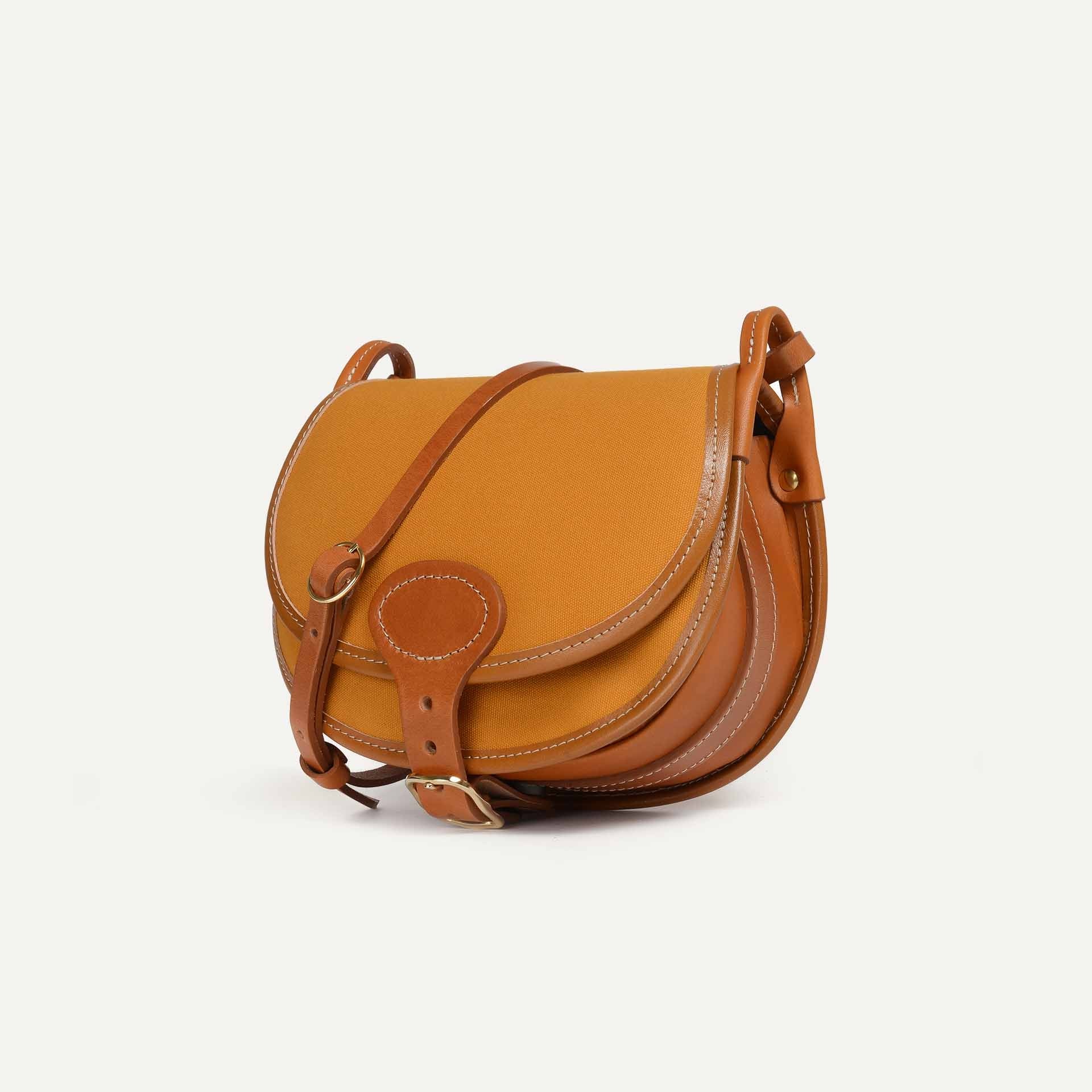 Jagdtasche Diane M - Gelber Ocker / Canvas und Leder (image n°2)