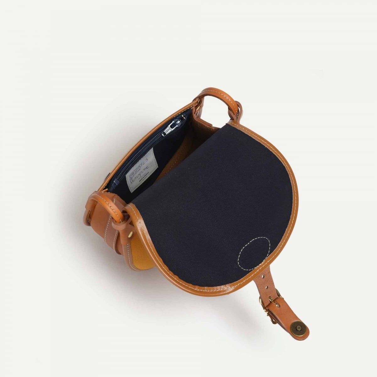 Jagdtasche Diane M - Gelber Ocker / Canvas und Leder (image n°5)