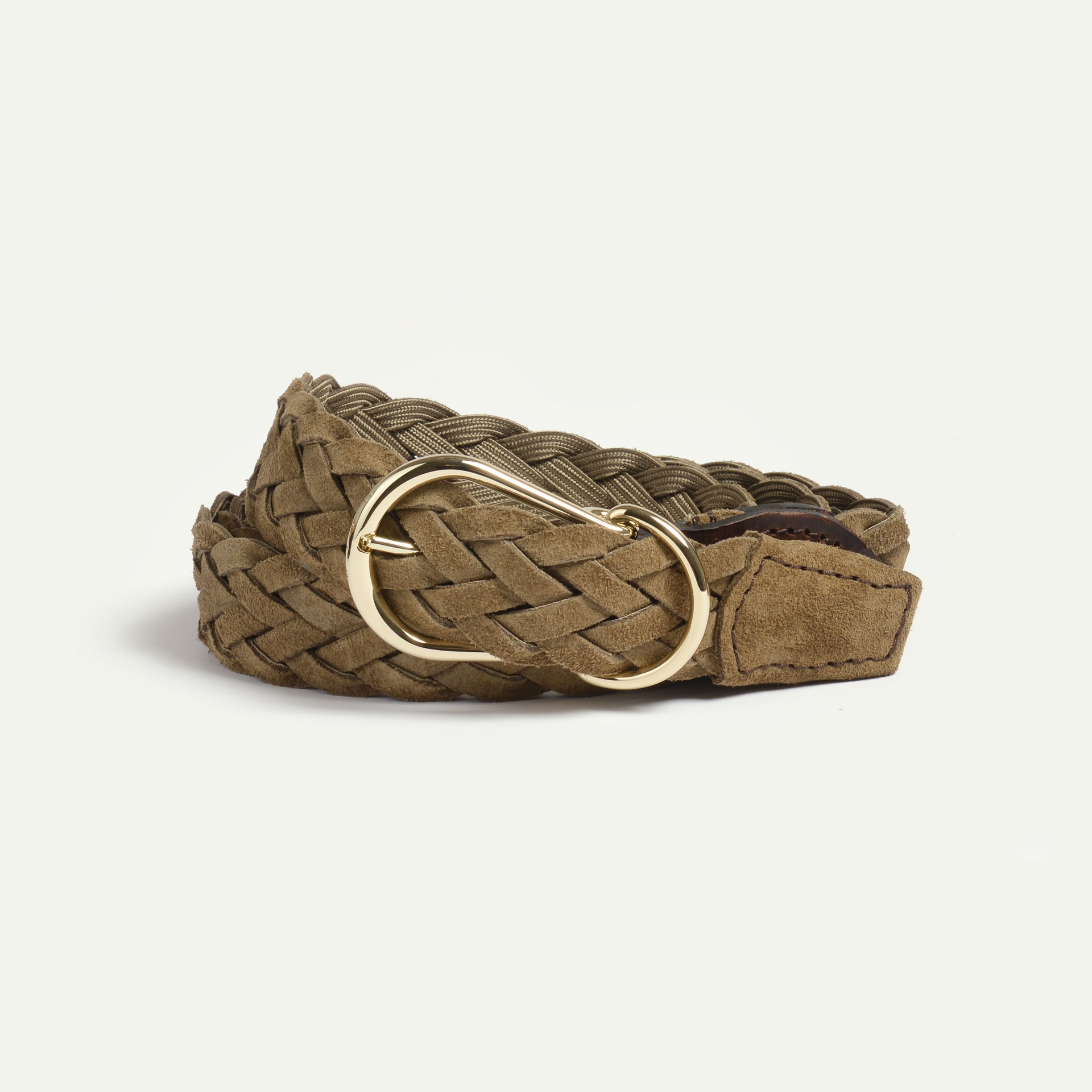 Cléo geflochtener Gürtel - khaki Wildleder (image n°1)