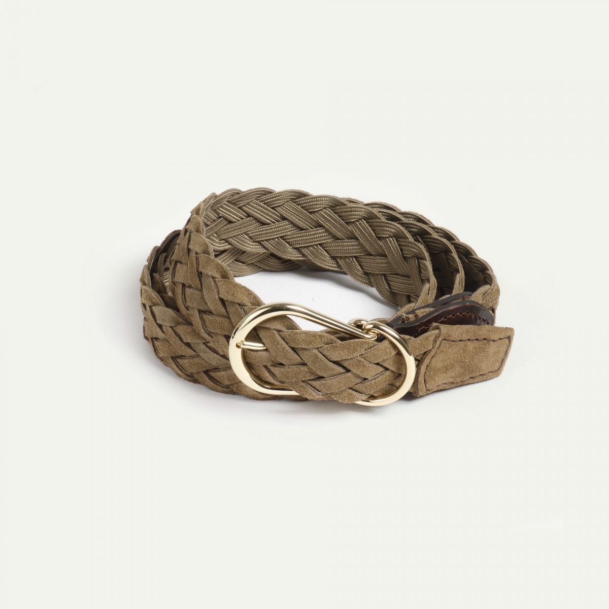 Cléo geflochtener Gürtel - khaki Wildleder (image n°3)