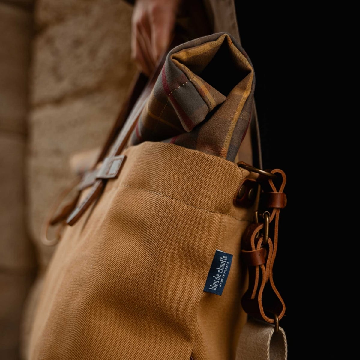 Sac Business Woody - Carreaux Camel (image n°7)