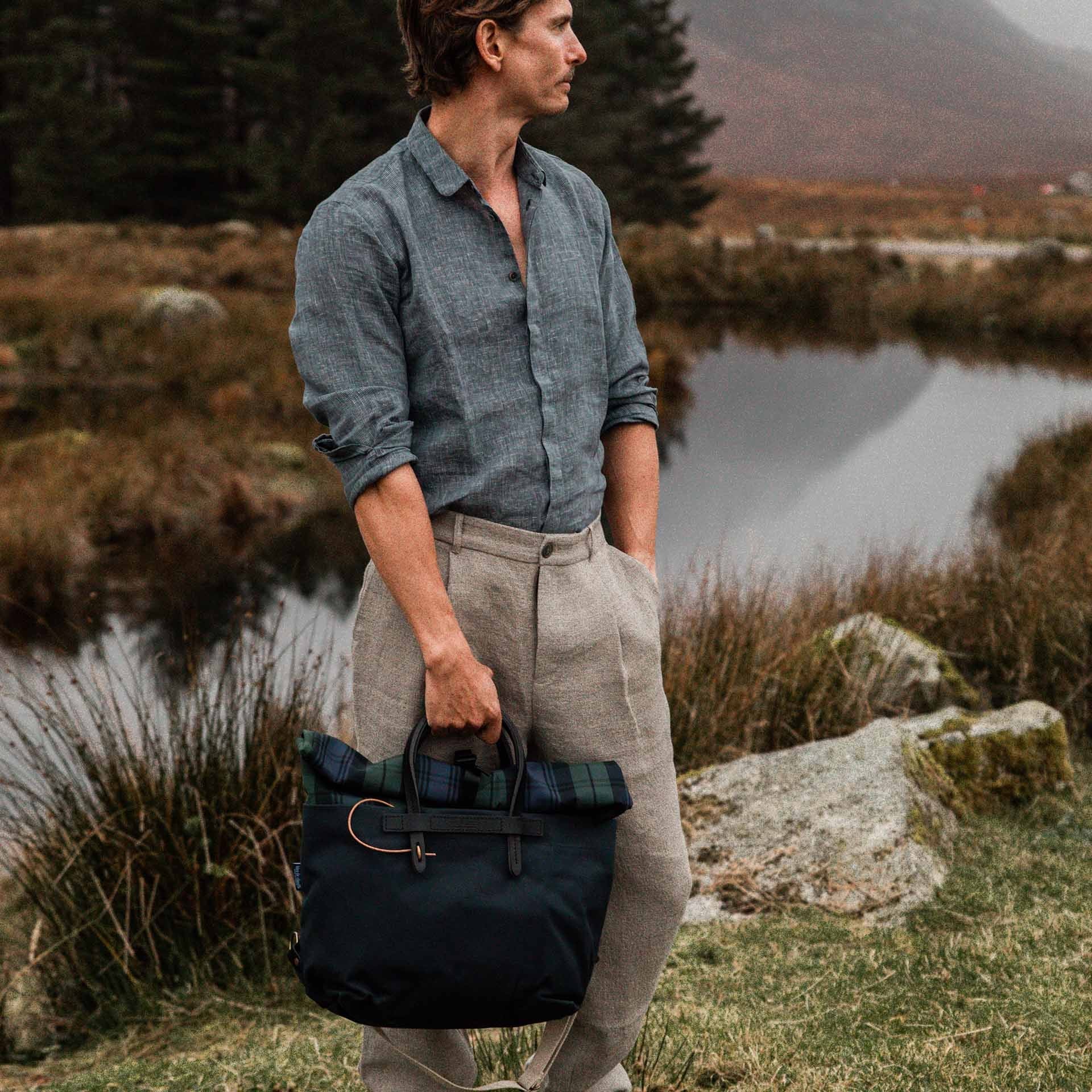 Woody Business bag - Tartan Navy blue (image n°6)