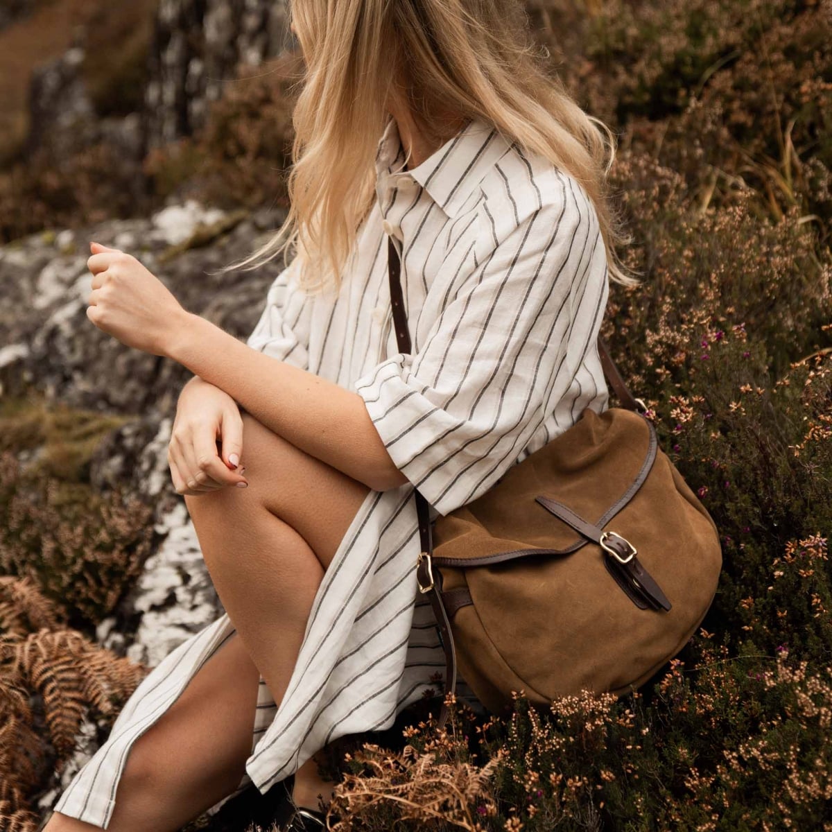 Musette du pêcheur demi lune Margot -  Marron Noisette (image n°5)
