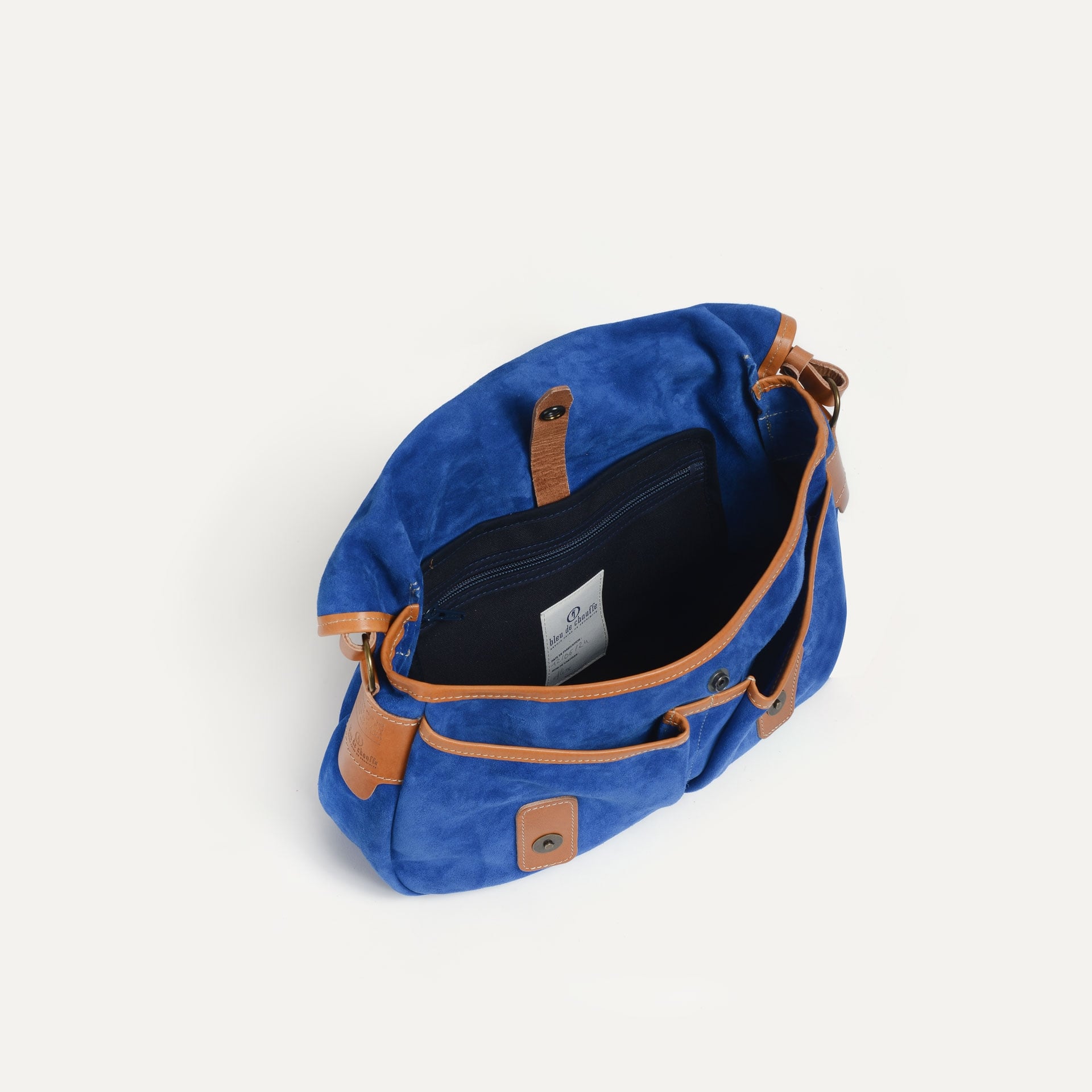 Musette du Pêcheur S / Cuir Velours - Bleu Absolut (image n°4)