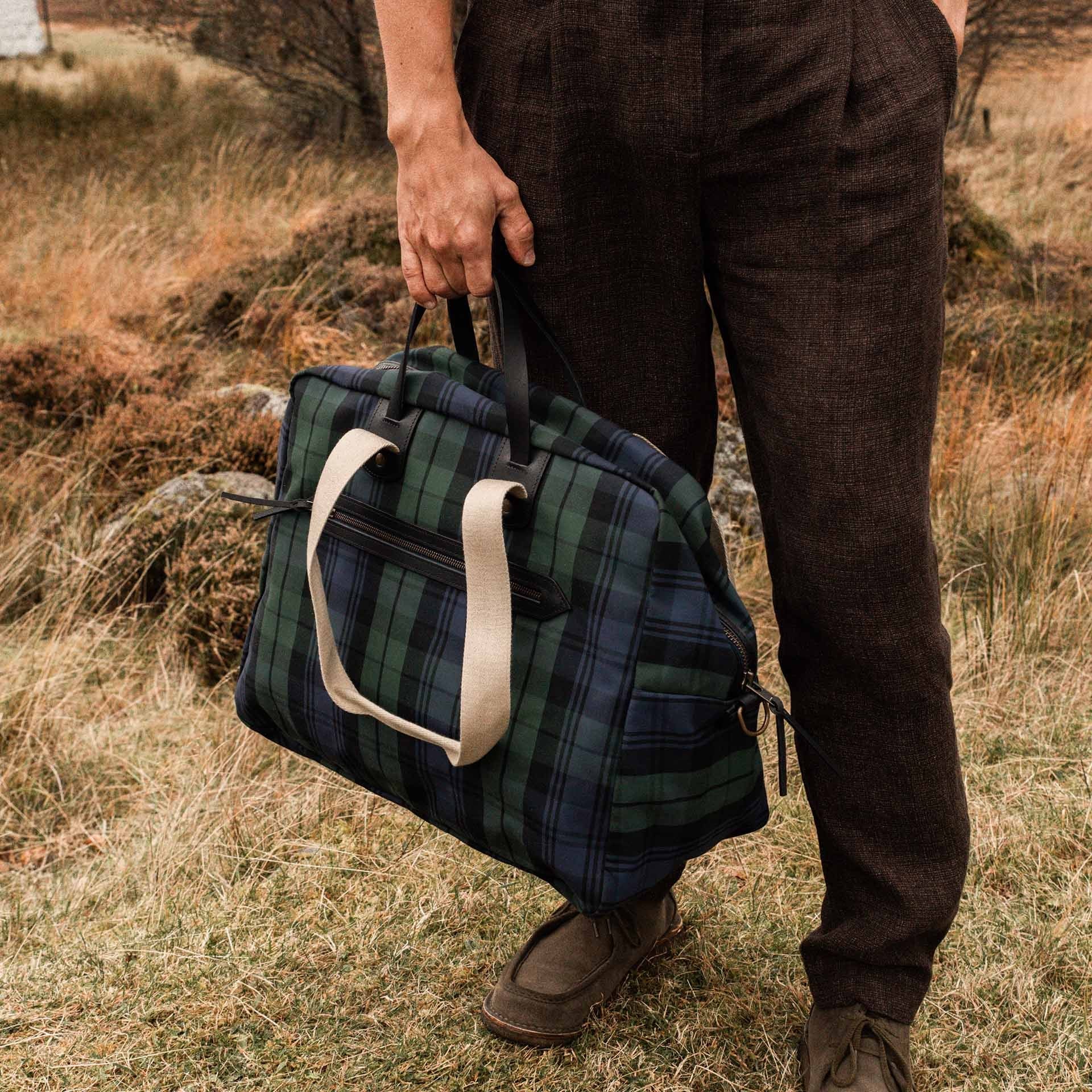 Bolsa de viaje aviador Missak - Tartán marino (imagen n.º 7)