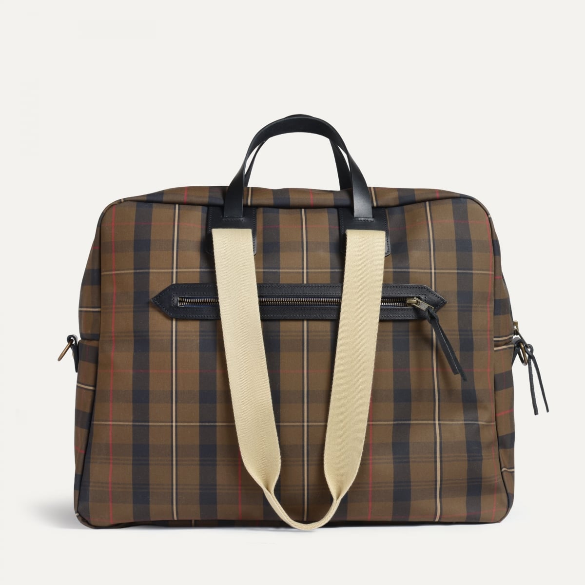 Bolsa de viaje aviador Missak - Tartán marrón rojizo (imagen n.º 1)