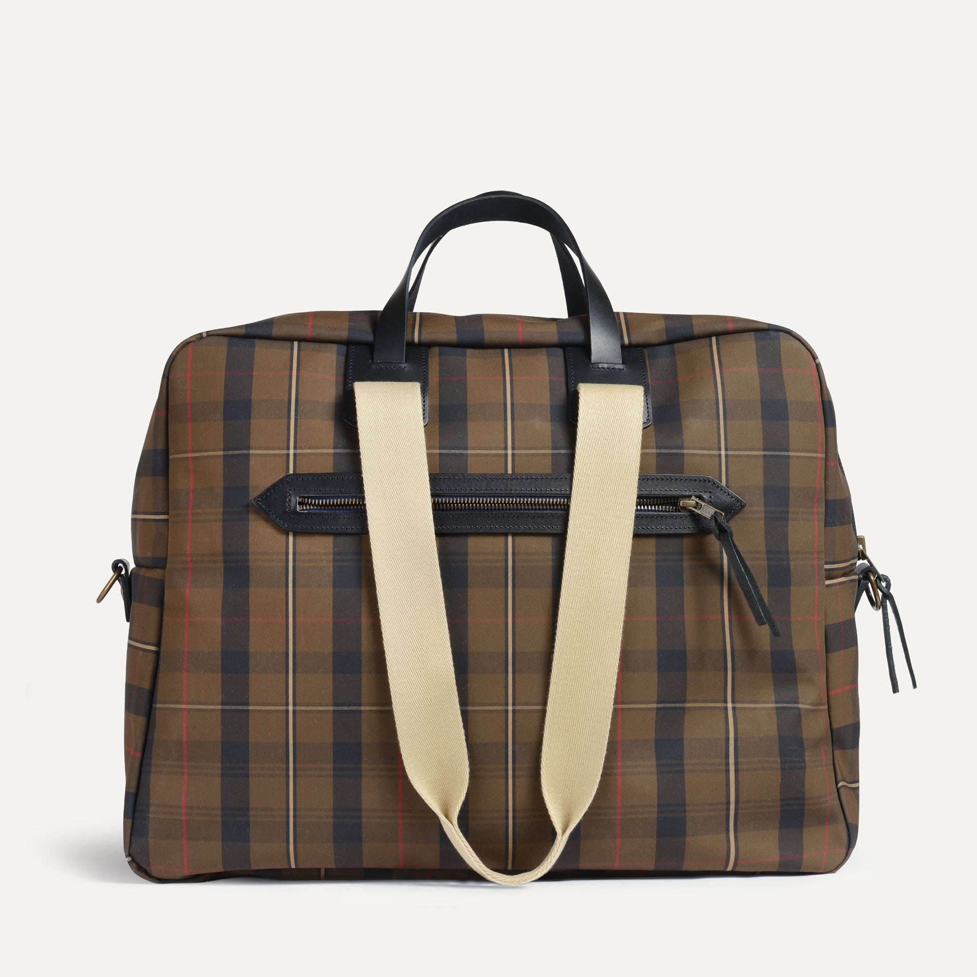 Bolsa de viaje aviador Missak - Tartán marrón rojizo (imagen n.º 1)