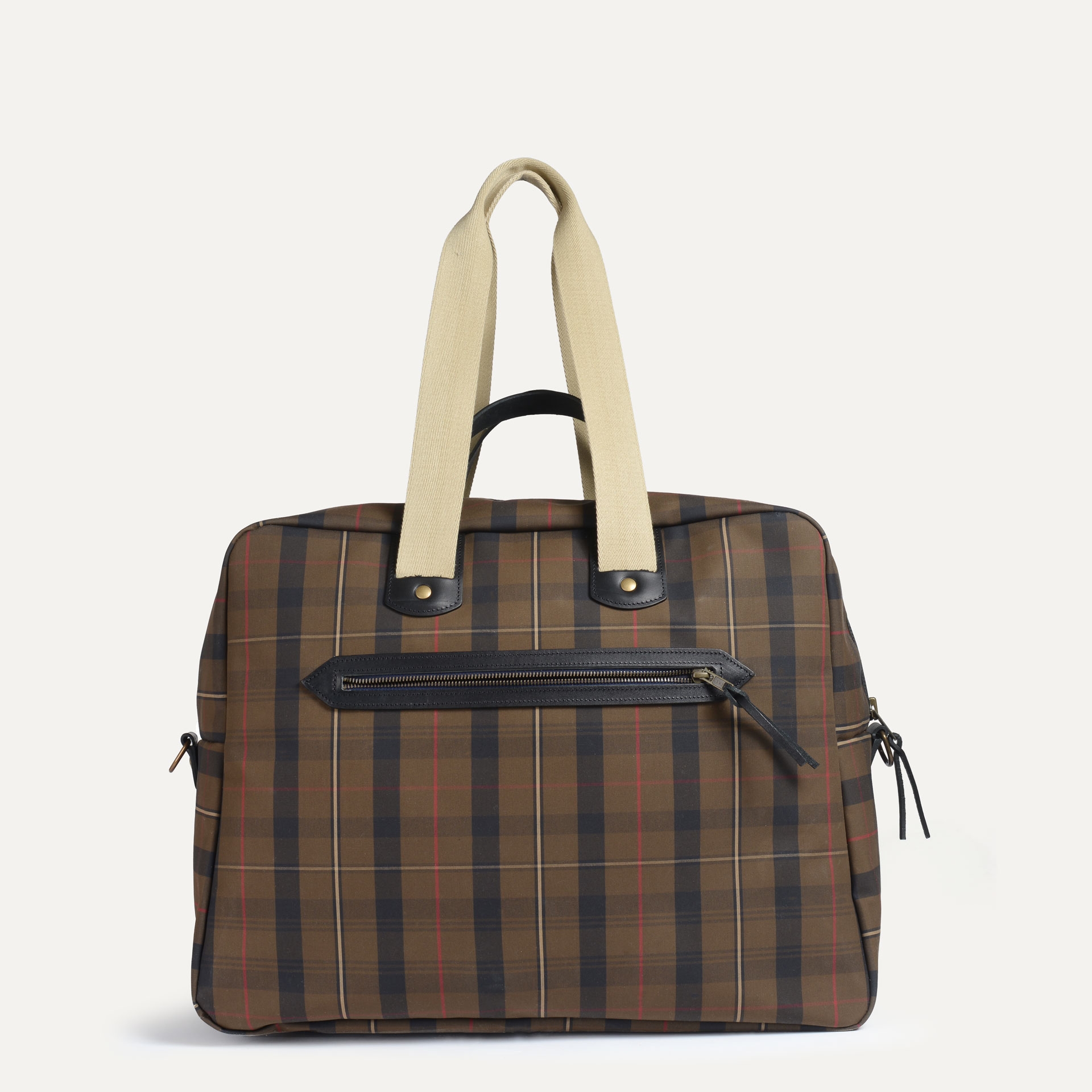 Bolsa de viaje aviador Missak - Tartán marrón rojizo (imagen n.º 3)