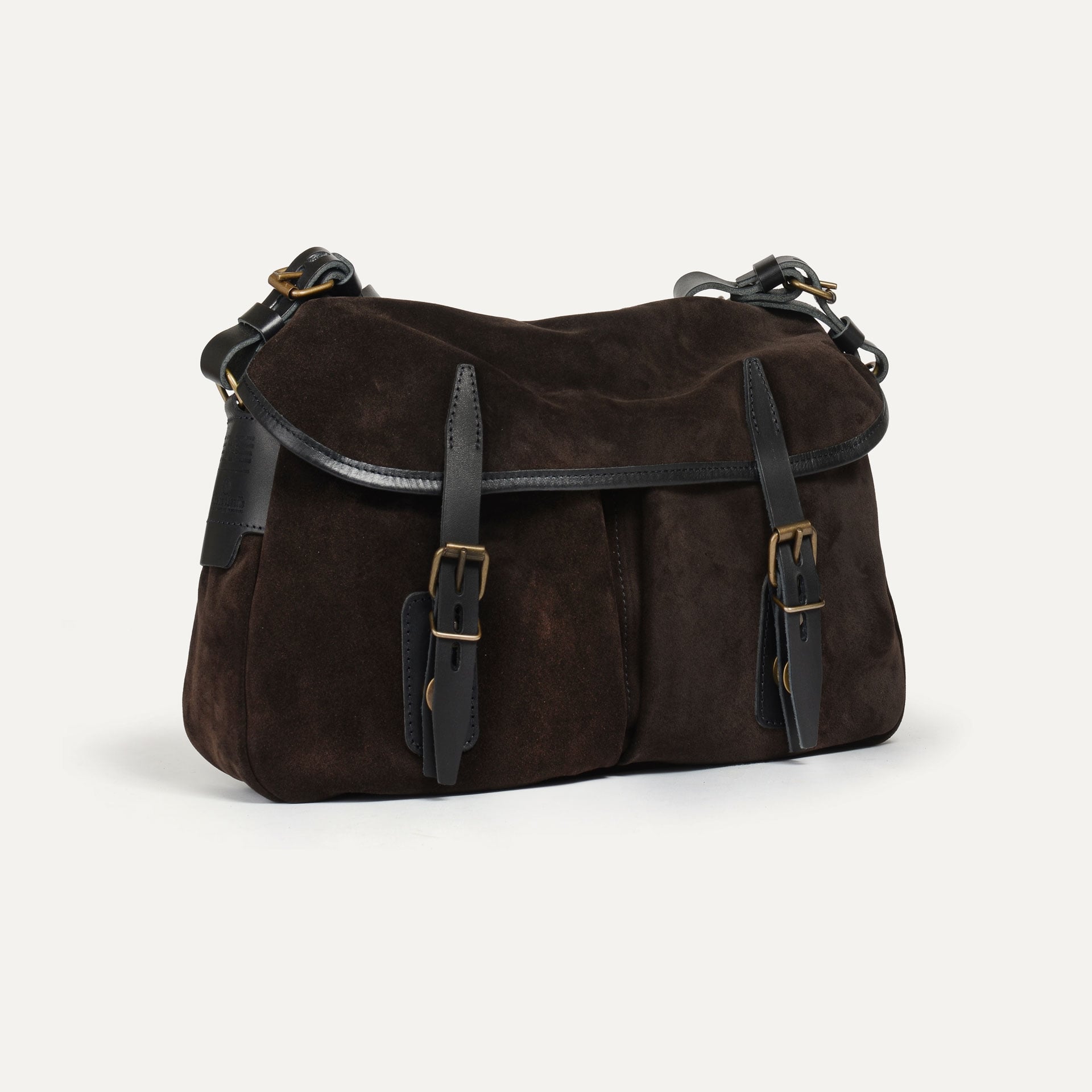 Musette du Pêcheur S / Cuir Velours - Marron foncé (image n°2)