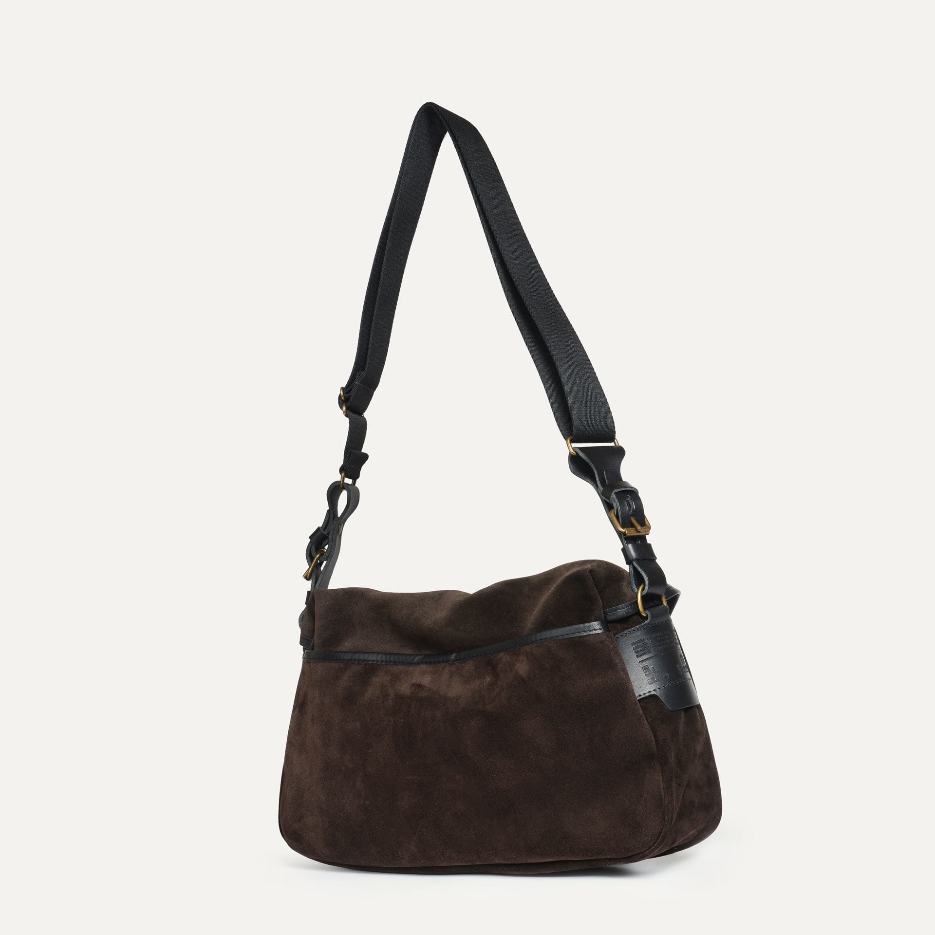 Musette du Pêcheur S / Cuir Velours - Marron foncé (image n°3)