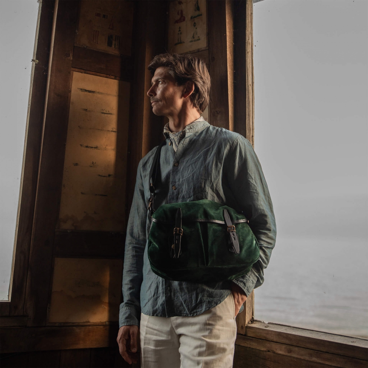 Bolsa de pescador S / Cuero aterciopelado - Verde oscuro (imagen n.º 6)