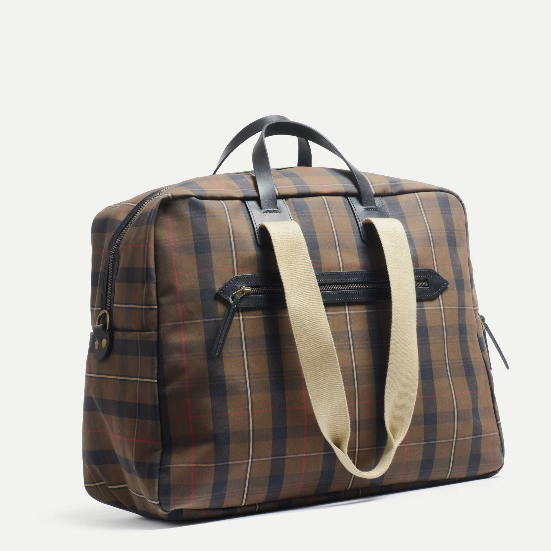 Bolsa de viaje aviador Missak - Tartán marrón rojizo (imagen n.º 2)