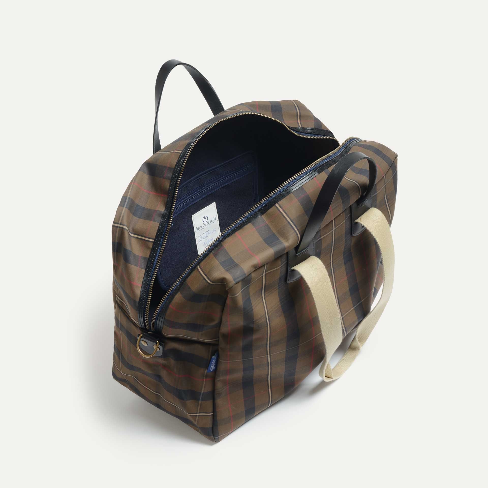 Bolsa de viaje aviador Missak - Tartán marrón rojizo (imagen n.º 5)