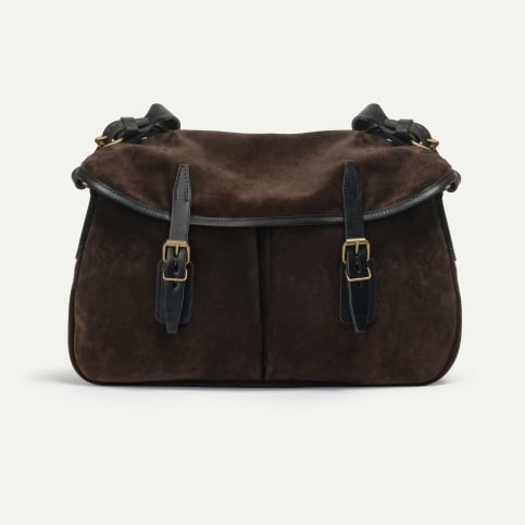Musette des Fischers M / Veloursleder - Dunkelbraun