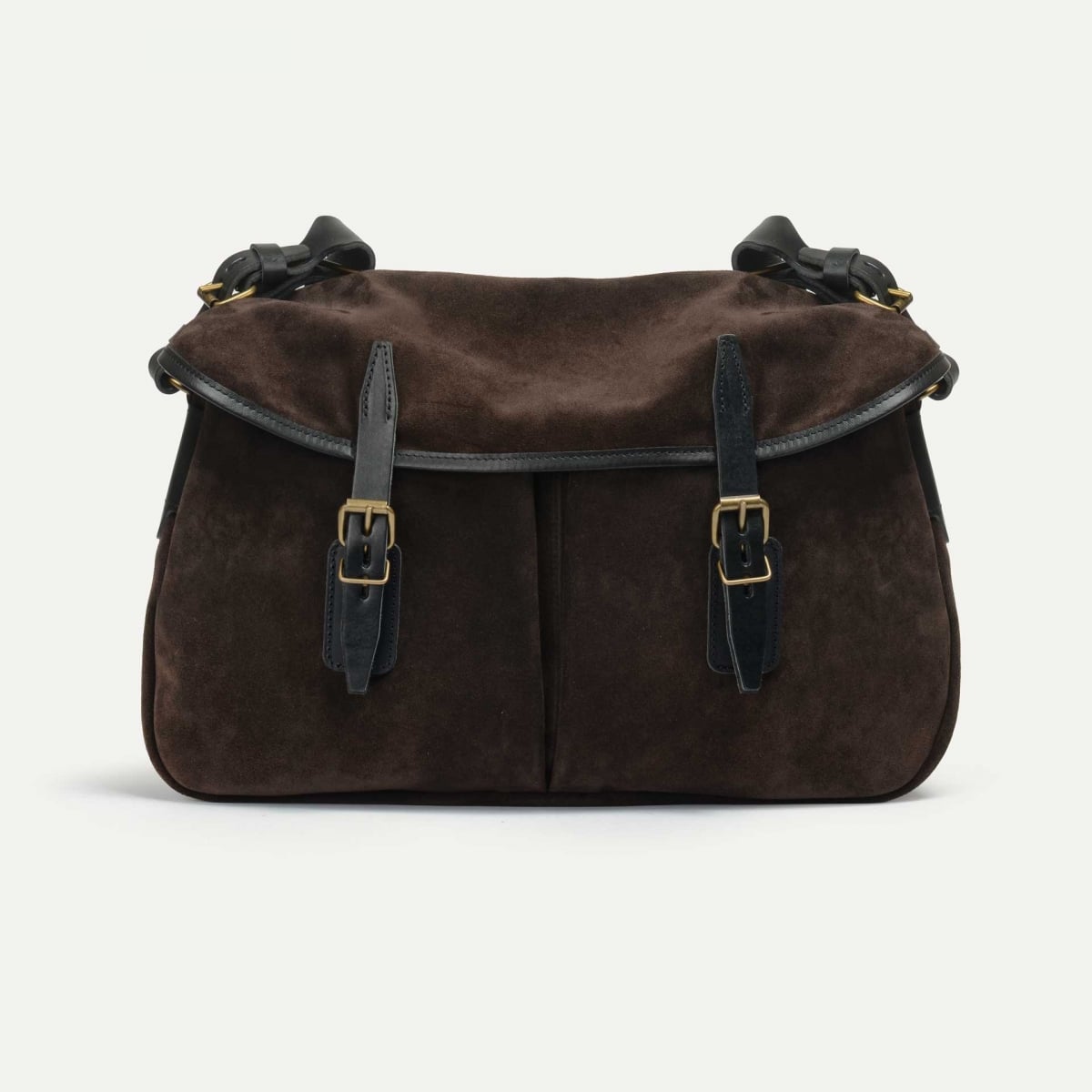 Musette du Pêcheur M / Cuir Velours - Marron foncé (image n°1)