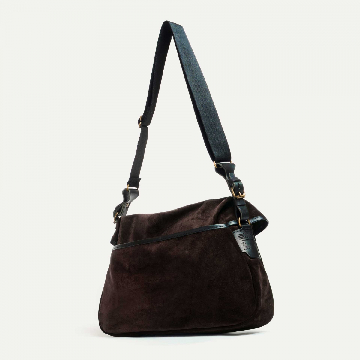 Musette du Pêcheur M / Cuir Velours - Marron foncé (image n°3)