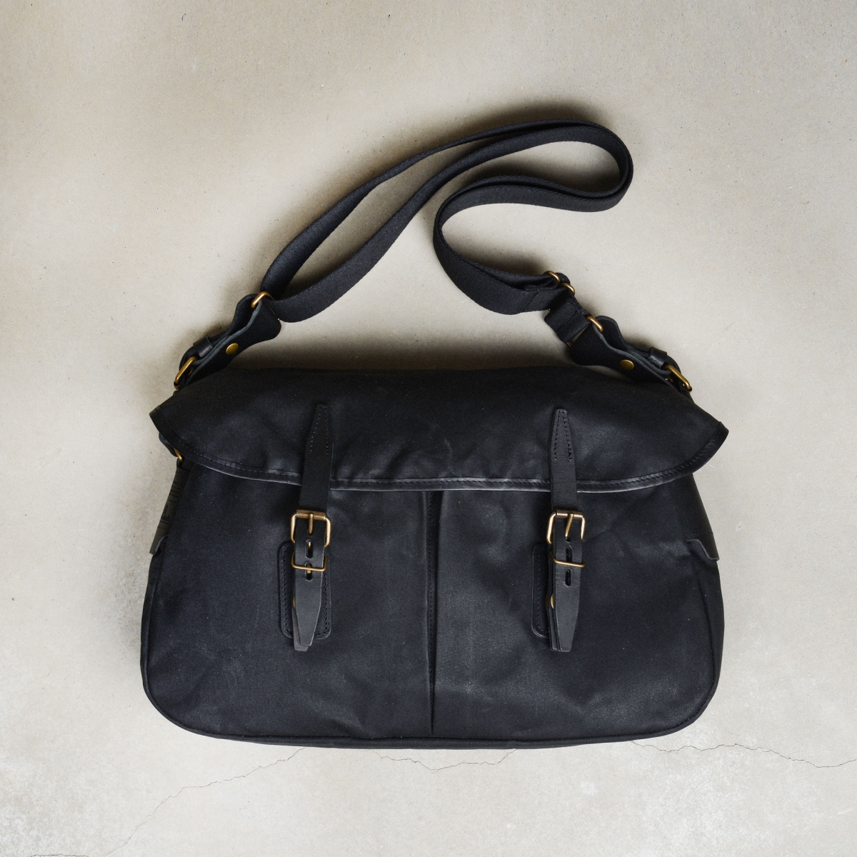 Musette des Fischers M / Baumwollstoff - Schwarz Gewachst (image n°4)
