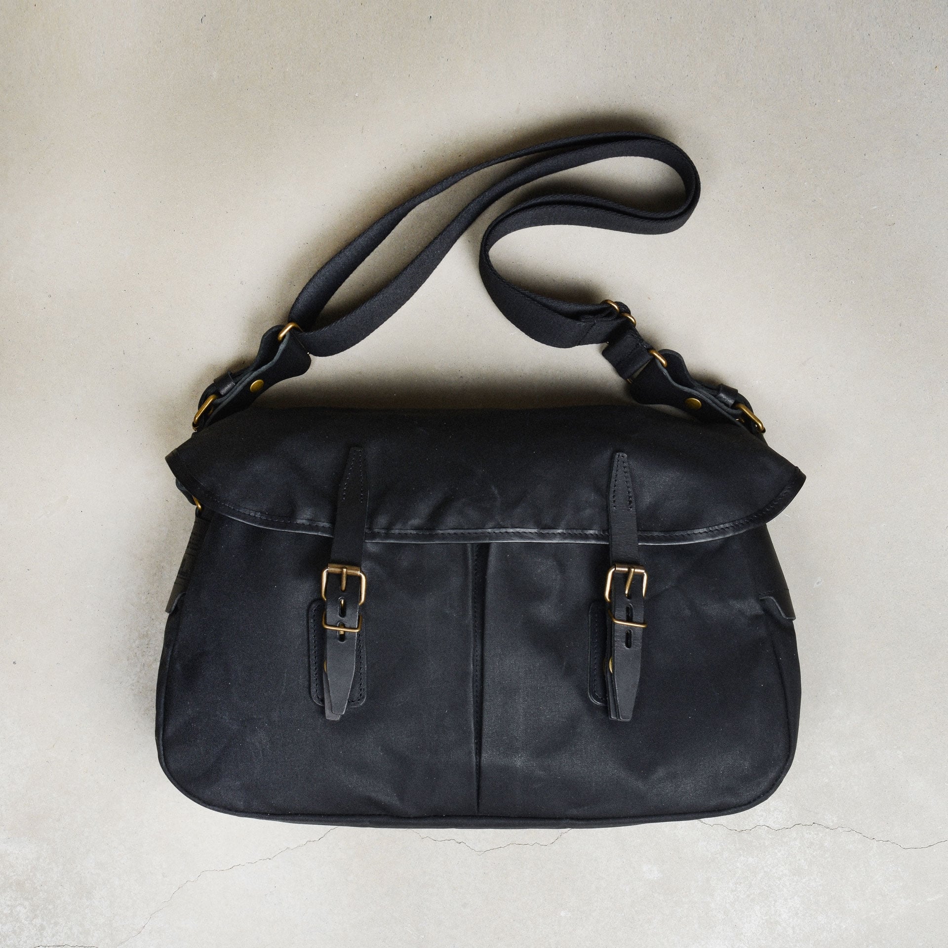 Musette des Fischers M / Baumwollstoff - Schwarz Gewachst (image n°4)