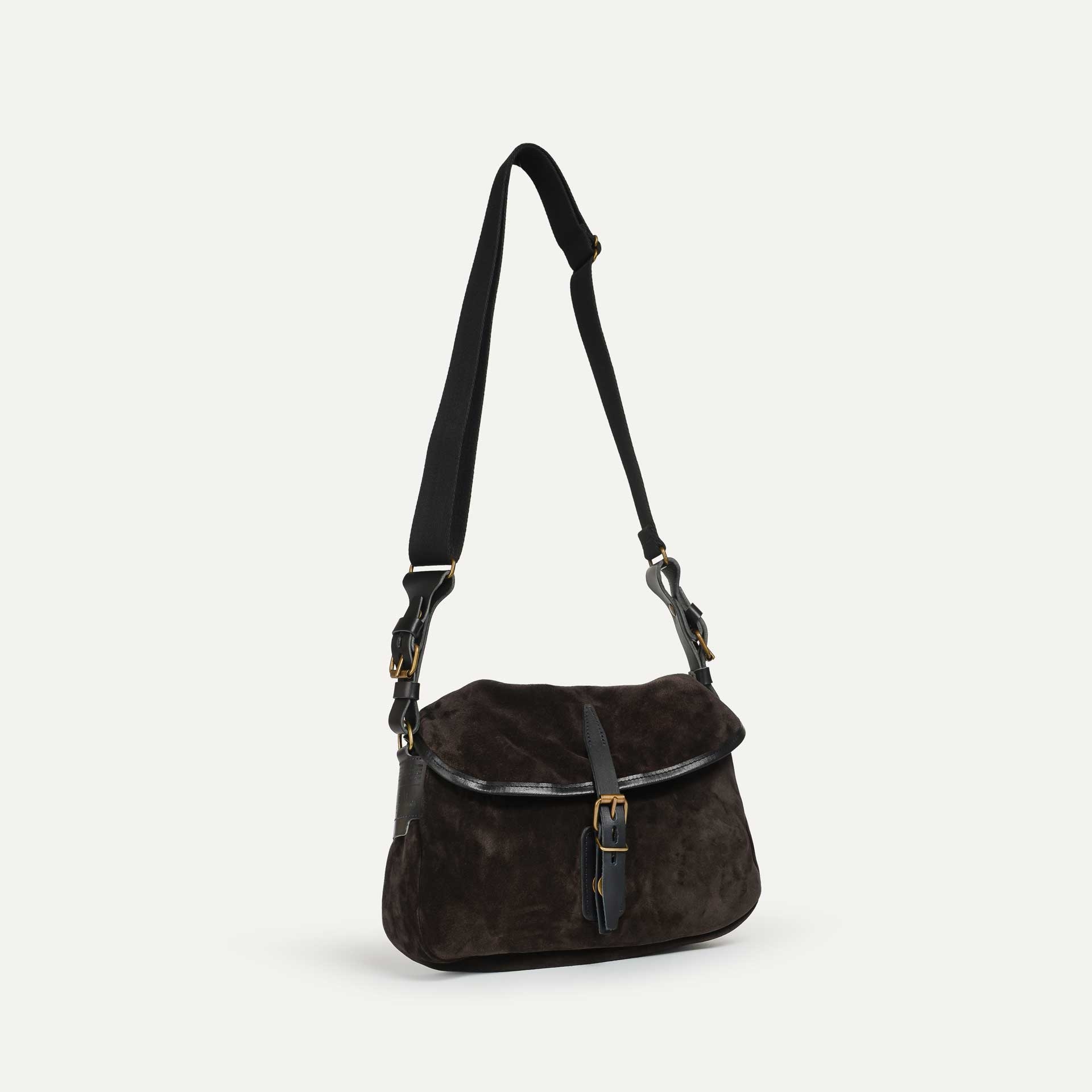 Musette des Fischers S / Veloursleder - Dunkelbraun (image n°2)