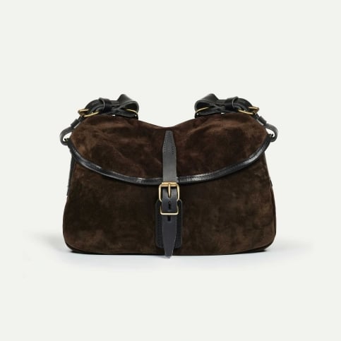 Musette des Fischers S / Veloursleder - Dunkelbraun