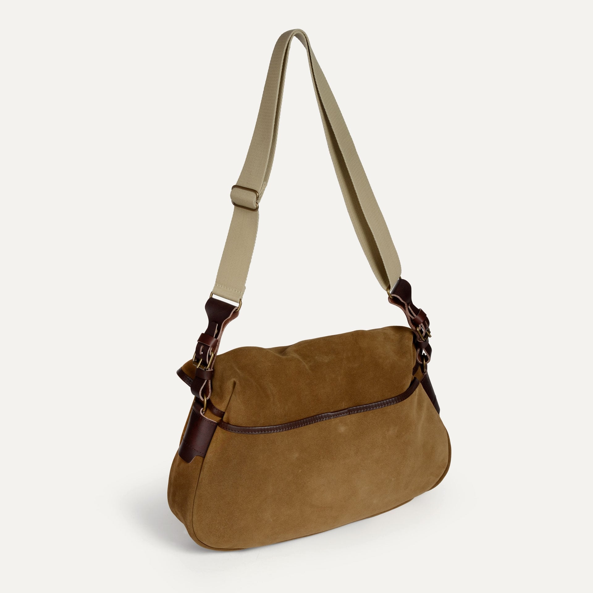 Musette du Pêcheur M / Cuir Velours - Marron Noisette (image n°3)