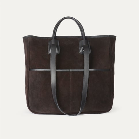 Cabas Meline / Cuir Velours - Marron Foncé