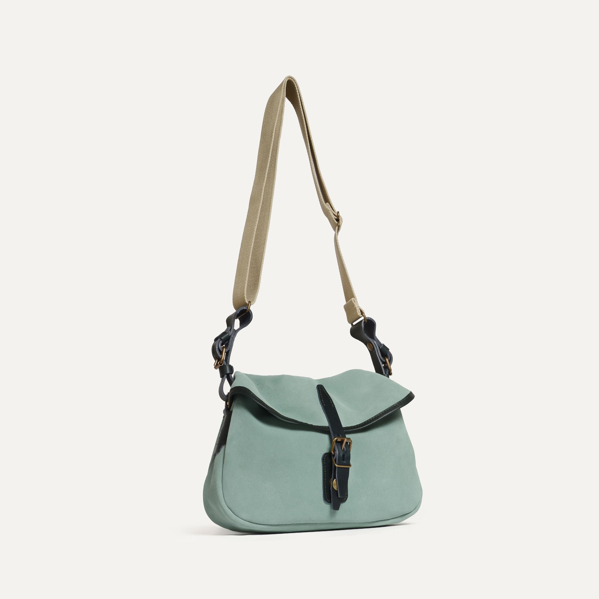 Musette du Pêcheur XS / Cuir Velours - Vert Jade (image n°2)