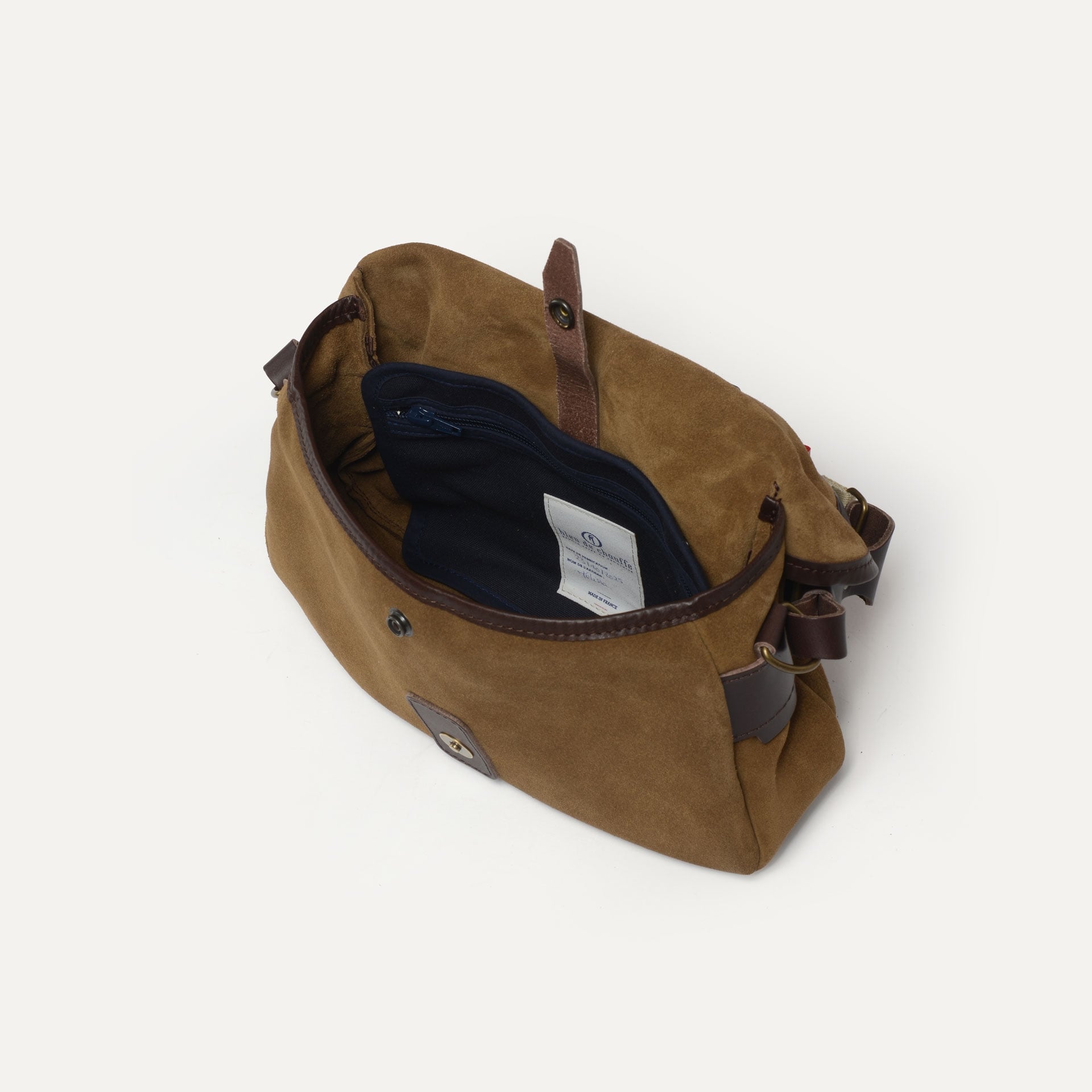 Musette du Pêcheur XS / Cuir Velours - Marron Noisette (image n°6)