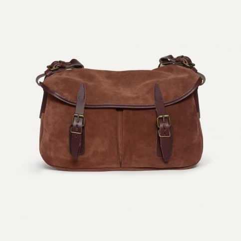 Musette du Pêcheur S / Cuir Velours - Marron Rubis