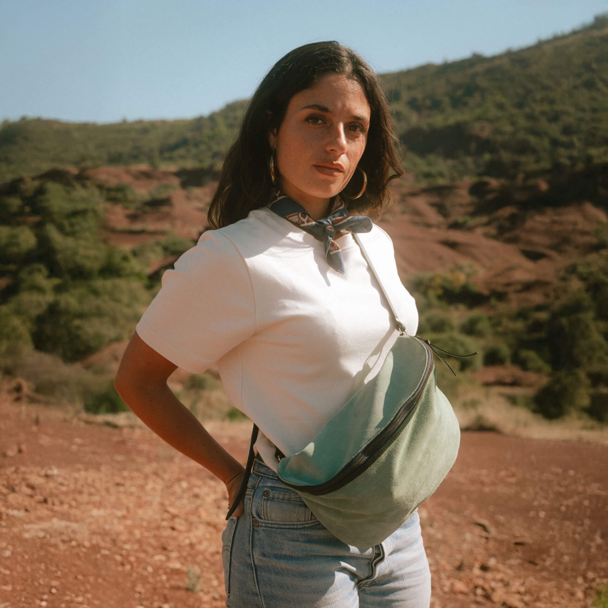 Riñonera Bea XL / Cuero de ante - Verde jade (imagen n.º 7)
