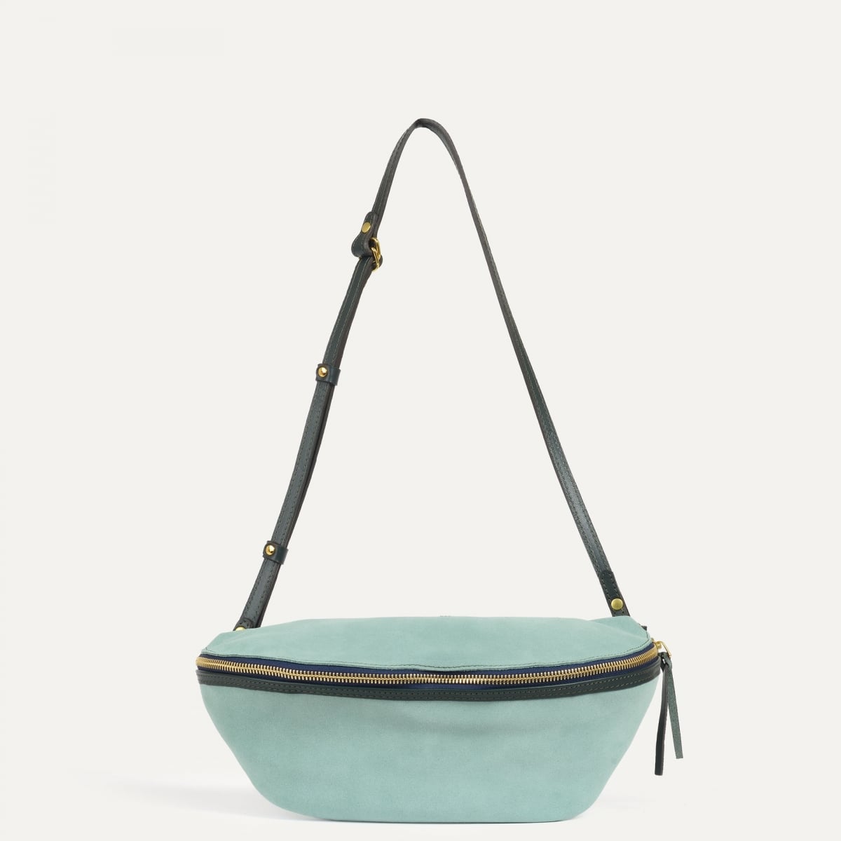 Sac banane Bea / Cuir Velours - Vert jade (image n°1)