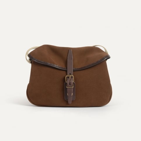 Musette des Fischers XS / Veloursleder - Schokolade