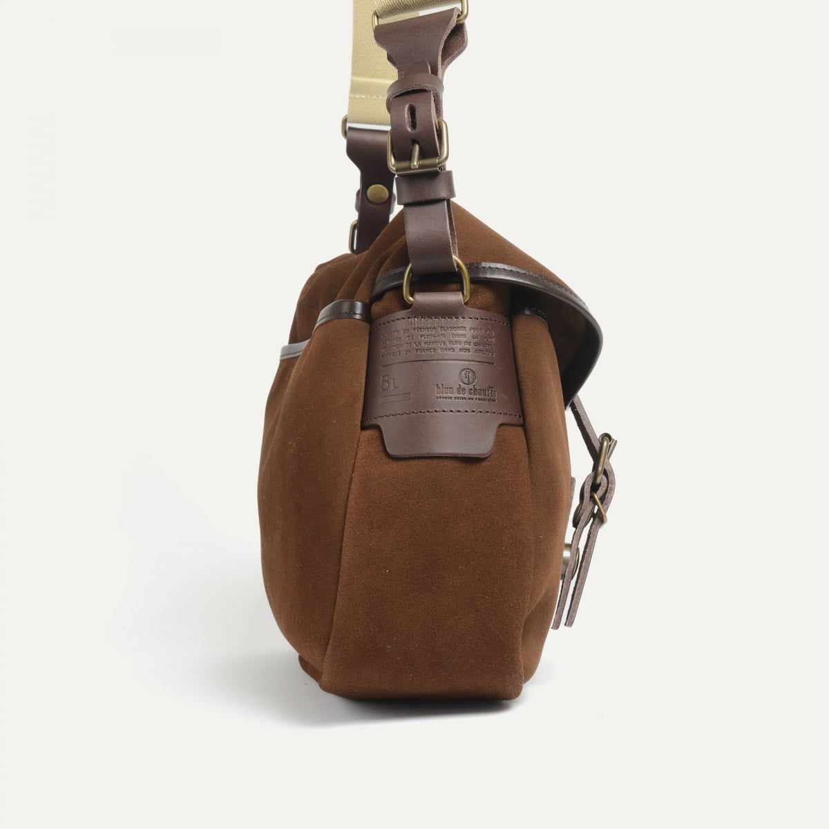 Musette du Pêcheur S / Cuir Velours - Chocolat (image n°3)