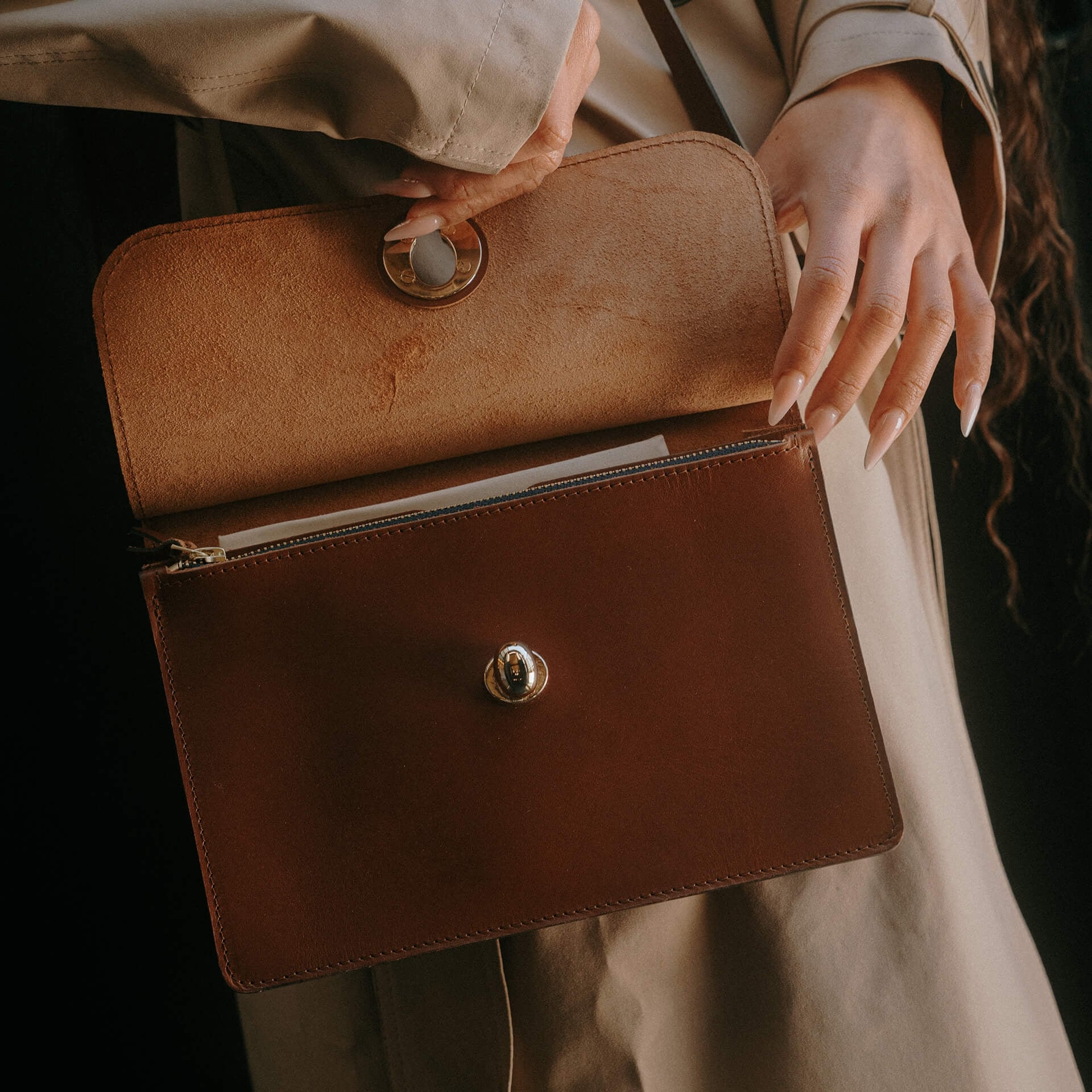 Pochette Sacoche - Brun ambré (image n°10)