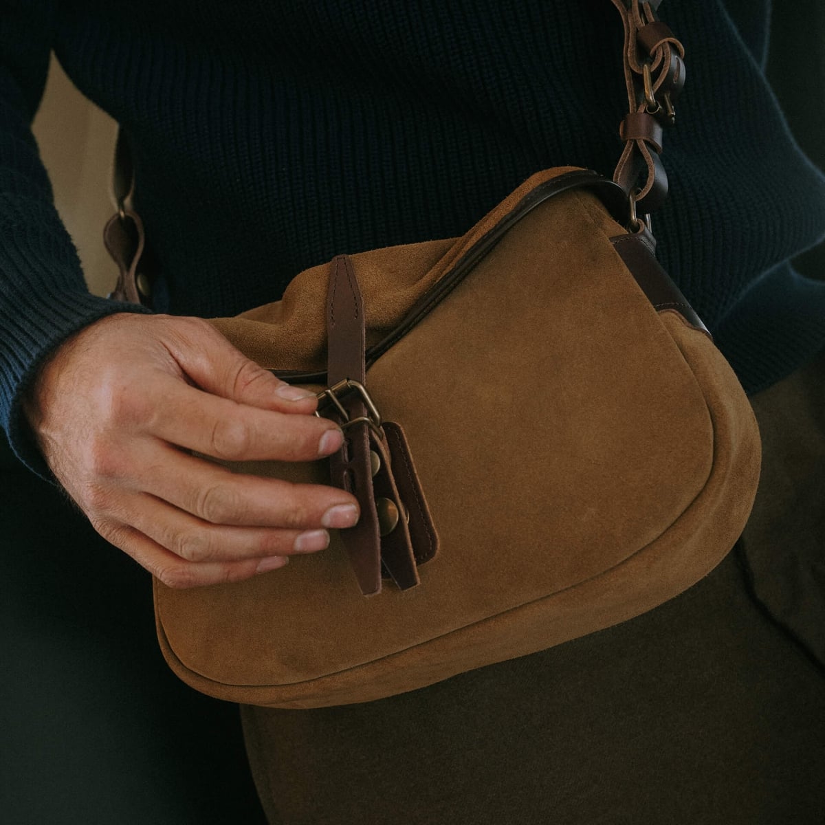 Musette des Fischers XS / Veloursleder - Haselnussbraun (image n°9)