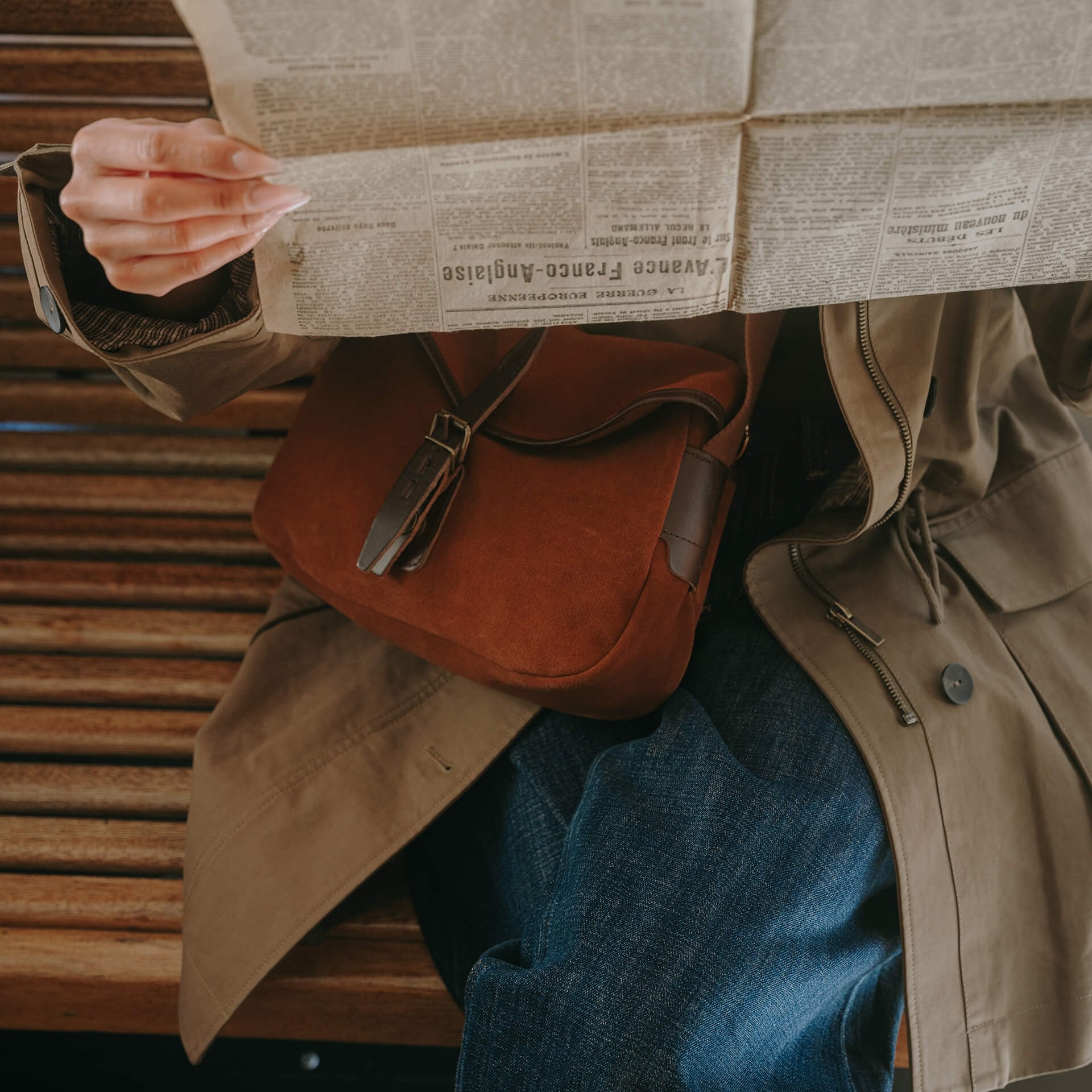 Musette XS Fisherman's bag / Suede - Fawn Brown (image n°9)