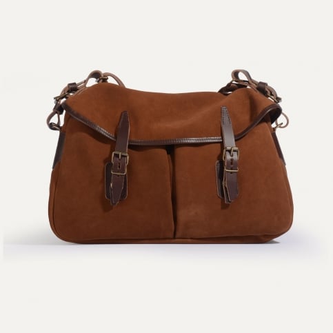 Musette du Pêcheur M / Cuir Velours - Brun fauve