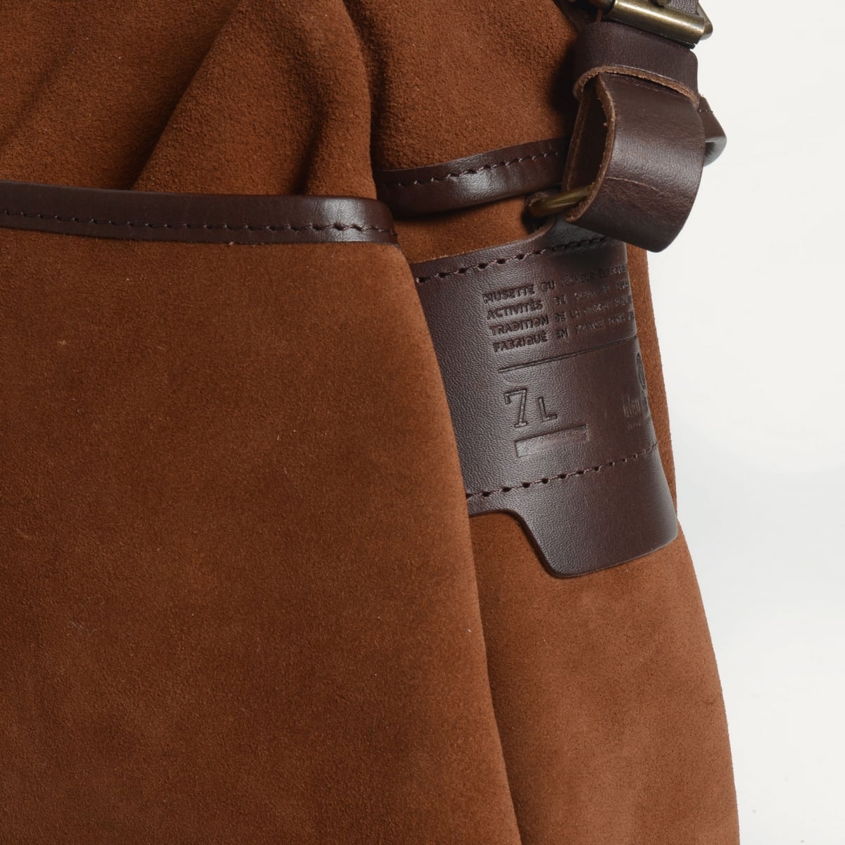 Musette du Pêcheur M / Cuir Velours - Brun fauve (image n°5)