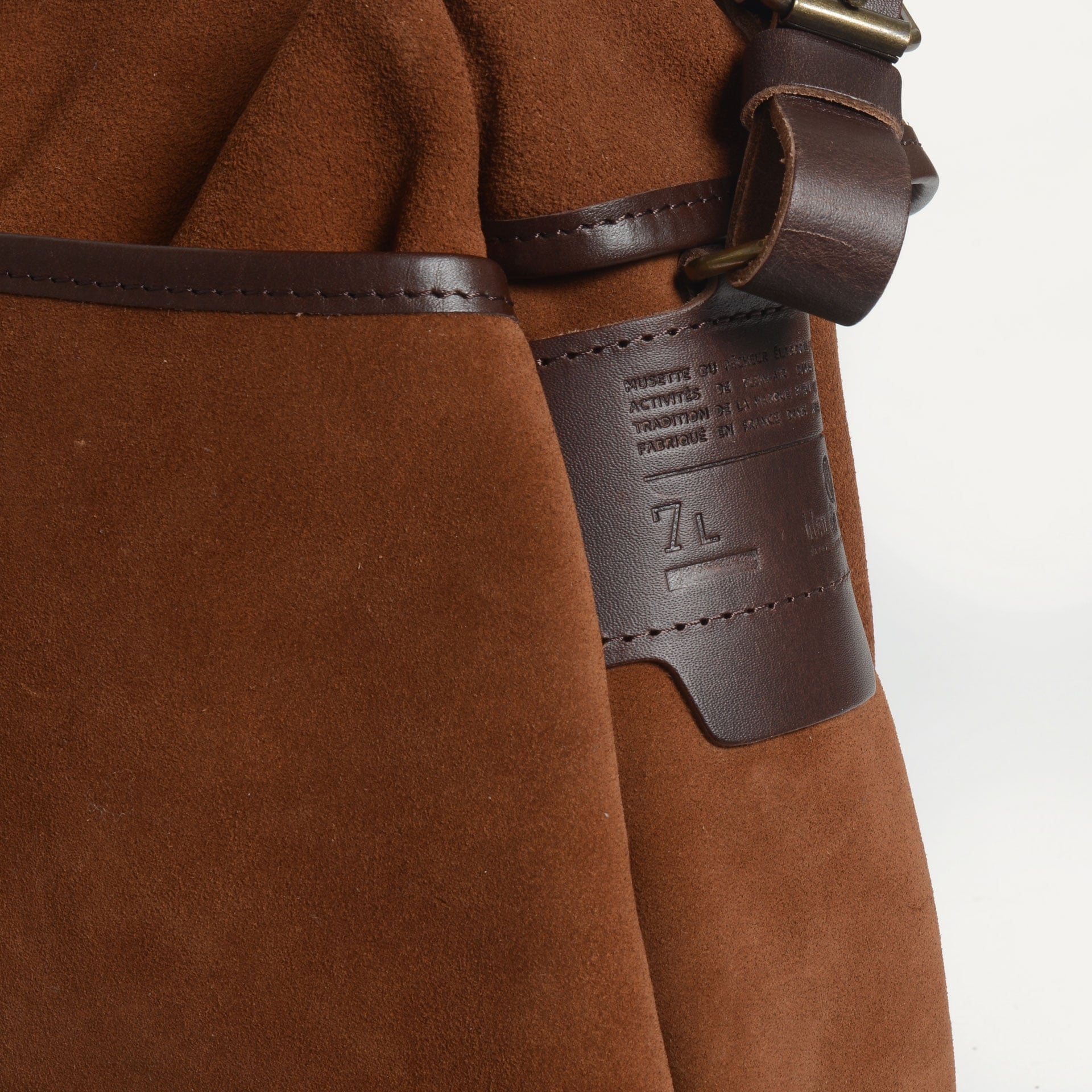 Musette du Pêcheur M / Cuir Velours - Brun fauve (image n°5)