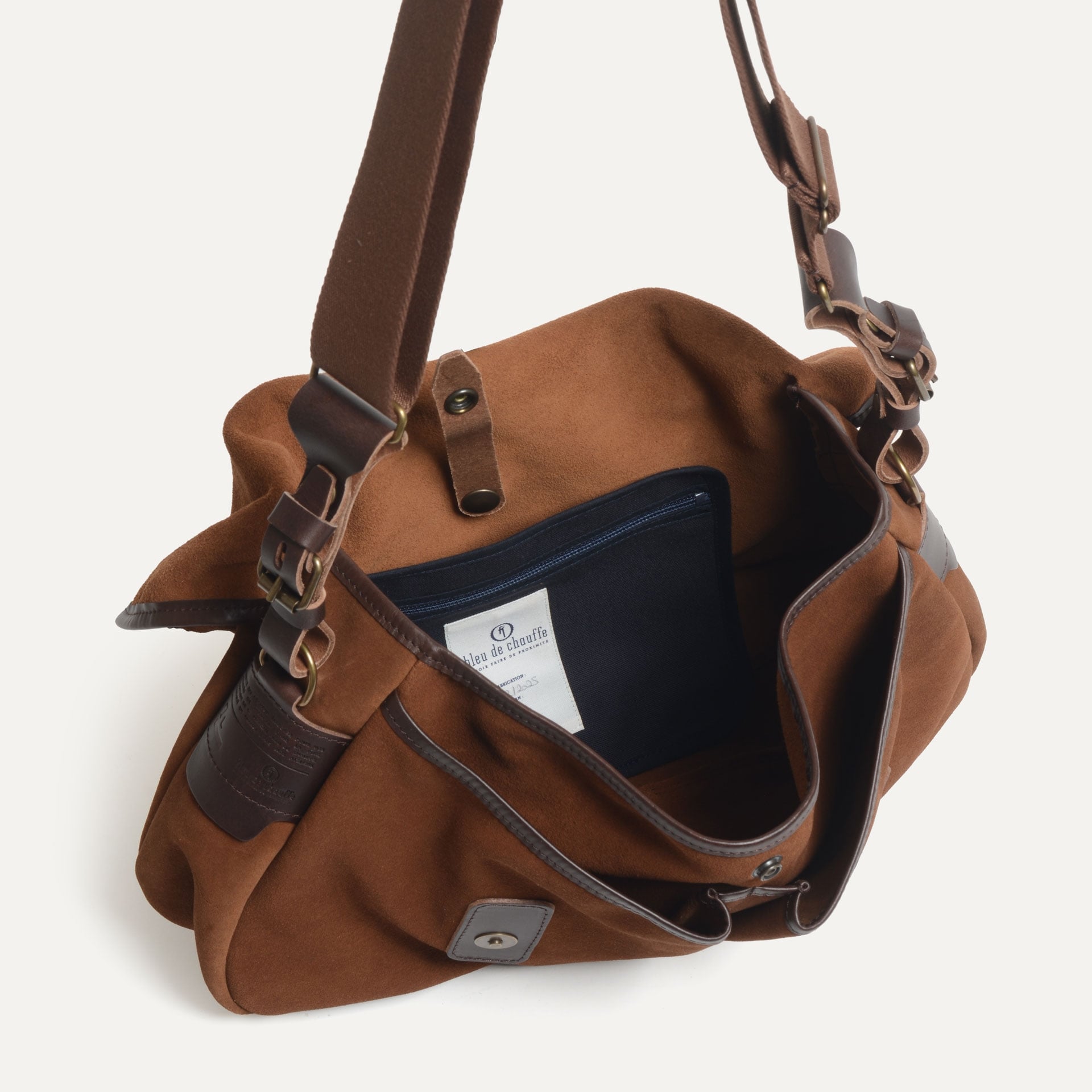 Musette du Pêcheur M / Cuir Velours - Brun fauve (image n°6)