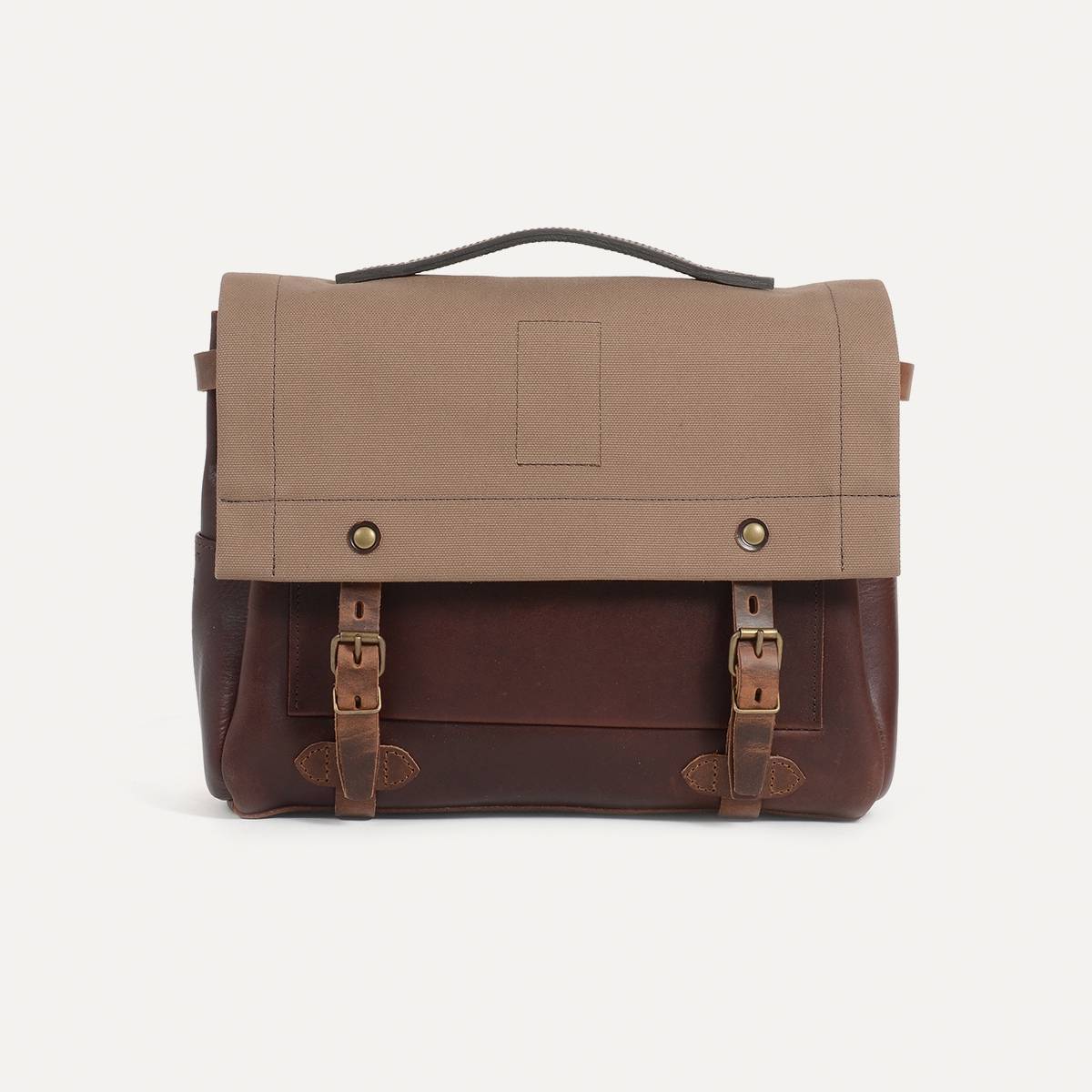 Sac Postier Eclair toile et cuir - Tourbe (image n°2)